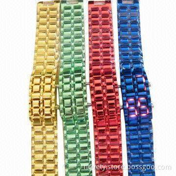 Fashionable Wristwatches with Vogue Iron Samurai LED Design, Trend Setter and Stylish Alloy Bracelet